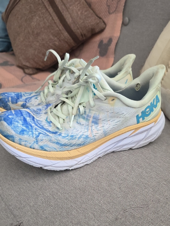 Hoka Shoes - Hoka Clifton 8 Women's Running Shoes - Light Blue/Yellow